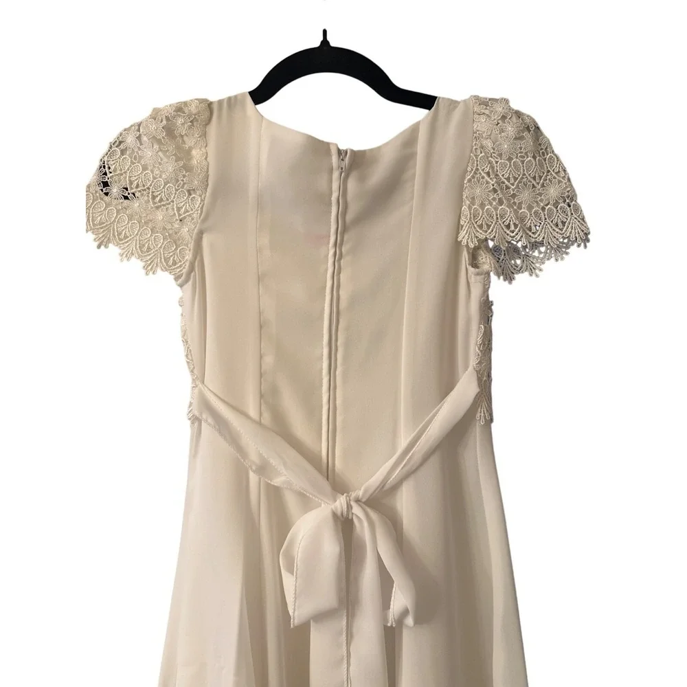 Vintage Joy Dress Girls Size 8 White‎ Lace Acetate/Polyester Short Sleeve Formal